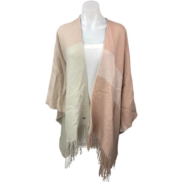 NEW Soia & Kyo Multicolor Knit Colorblock Fringe Open Poncho Cardigan Sweater OS - Picture 1 of 4